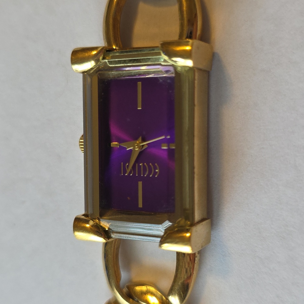 Ecclissi Gold-Tone Bracelet Watch with Purple Dial